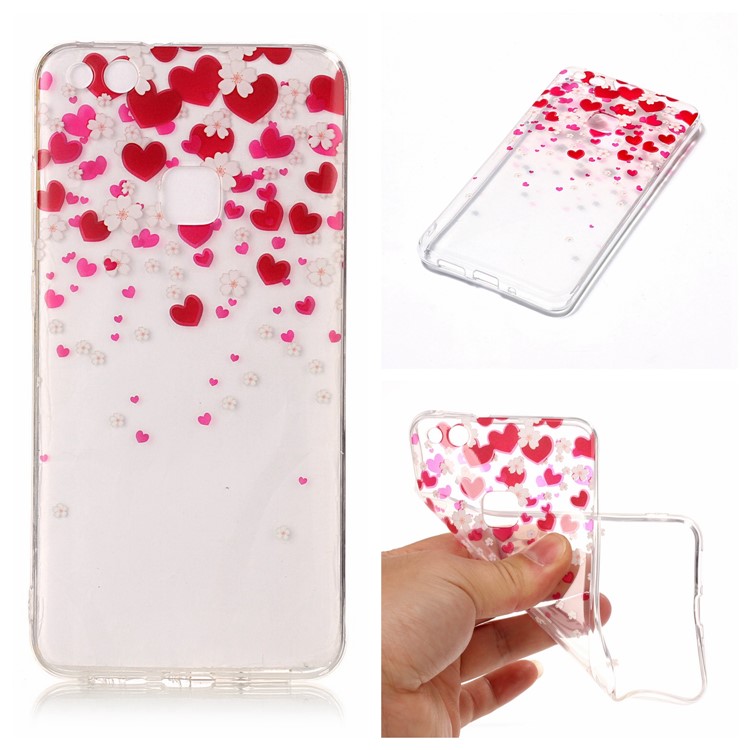 Pattern Printing IMD TPU Case Accessory for Huawei P10 Lite - Hearts and Flowers-1