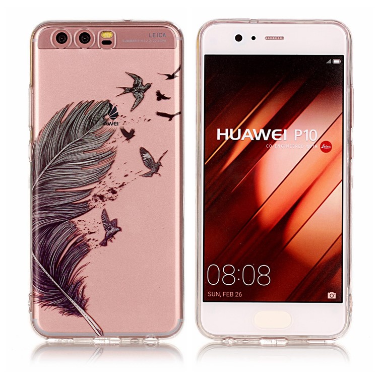 Pattern Printing IMD TPU Case Cover for Huawei P10 - Feather Pattern-1