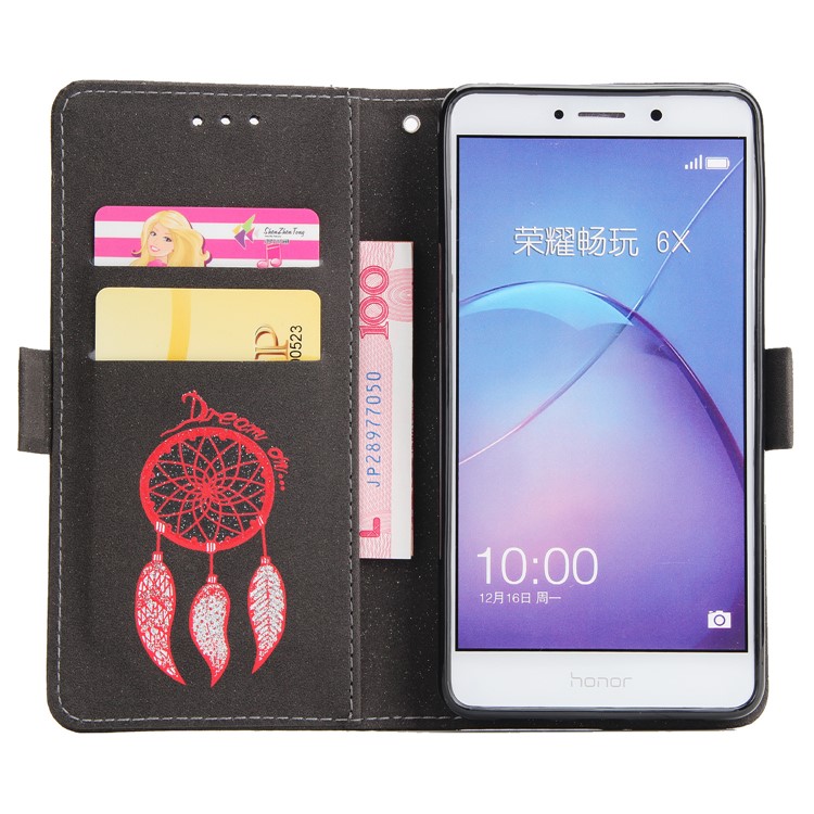 Dream Catcher Pattern Wallet Leather Mobile Case with Strap for Huawei Honor 6x (2016) - Black-4