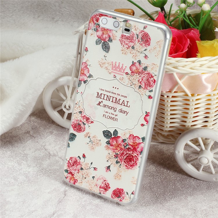Softlyfit Embossed TPU Mobile Phone Casing Accessory for Huawei P10 - Peonies and Quote-1