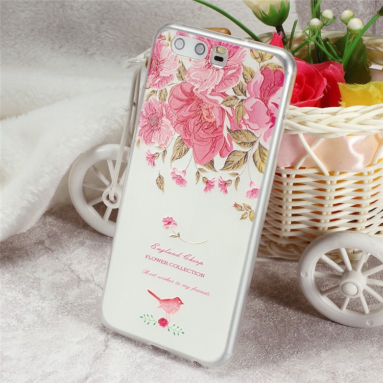 Softlyfit Embossed Ultra Thin TPU Mobile Phone Shell for Huawei P10 - Flower Collection-1