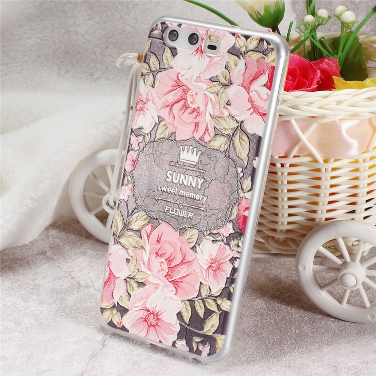 Softlyfit Embossing Gel TPU Phone Accessory Case for Huawei P10 - Sunny Sweet Memory and Blooming Flowers-1
