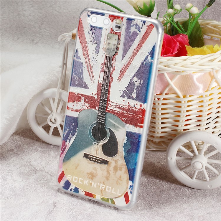 Softlyfit Embossed Flexible TPU Mobile Phone Casing for Huawei P10 - UK Flag and Guitar-1