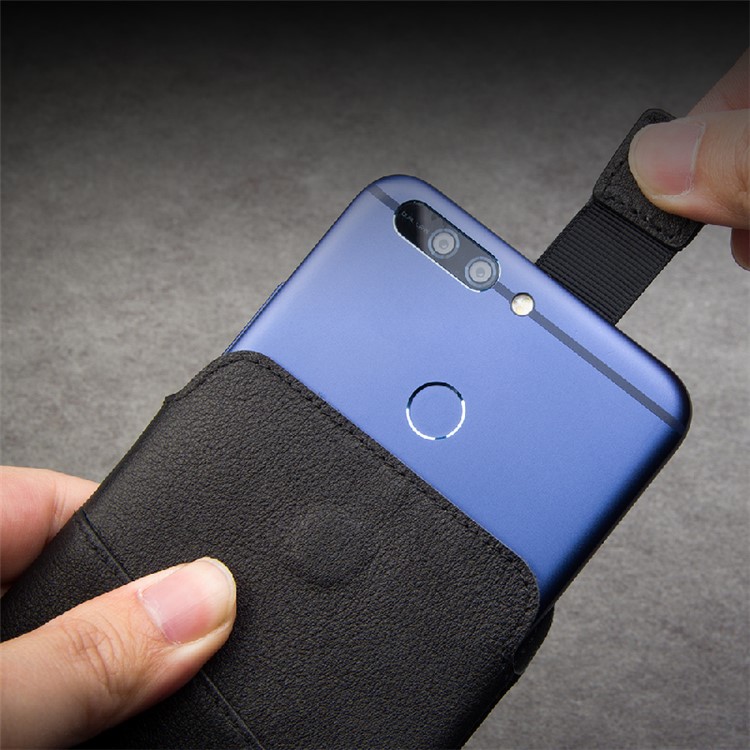 QIALINO Universal Genuine Leather Pouch for Huawei Honor 8 Pro / Honor V9, Size: 158 x 80mm - Black-2