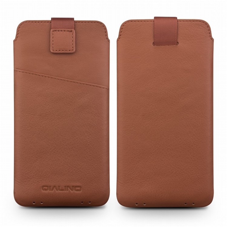 QIALINO Genuine Leather Universal Pouch Case for Huawei Honor 8 Pro / Honor V9, Size: 158 x 80mm - Brown-1
