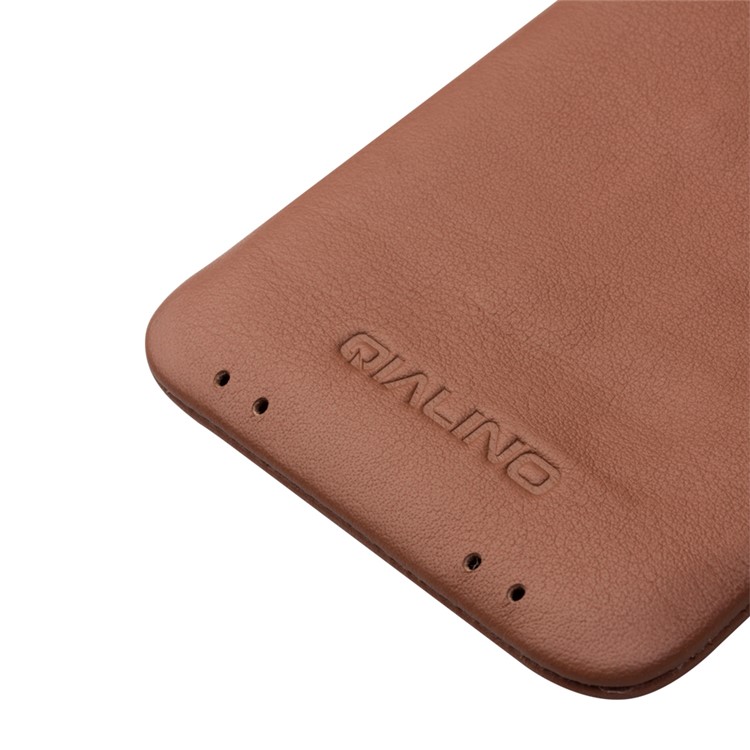 QIALINO Genuine Leather Universal Pouch Case for Huawei Honor 8 Pro / Honor V9, Size: 158 x 80mm - Brown-3