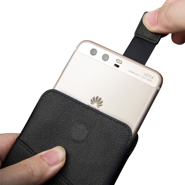 Funda Universal QIALINO Para Teléfono Móvil Con Funda De Cuero Para Huawei P10 Plus, Tamaño: 158 X 80 Mm - Negro-2
