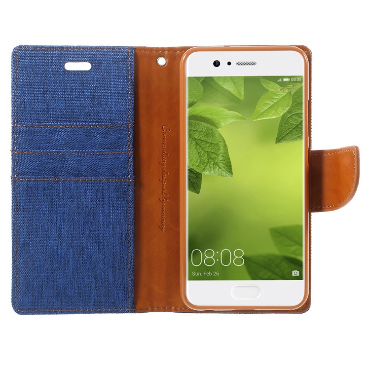 MERCURY GOOSPERY for Huawei P10 Canvas Diary Foldable Leather Card Slots Mobile Cover - Baby Blue-6