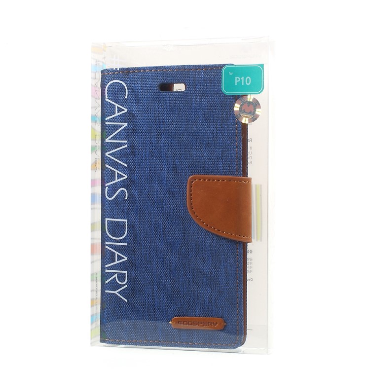 MERCURY GOOSPERY for Huawei P10 Canvas Diary Foldable Leather Card Slots Mobile Cover - Baby Blue-8