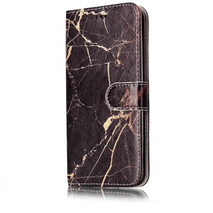Pattern Printing Wallet Leather Stand Cell Phone Cover for Huawei P8 Lite (2017) / Honor 8 Lite - Black Marble Pattern-2