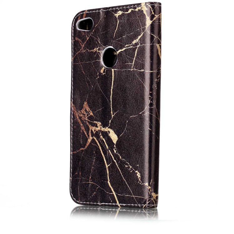 Pattern Printing Wallet Leather Stand Cell Phone Cover for Huawei P8 Lite (2017) / Honor 8 Lite - Black Marble Pattern-3