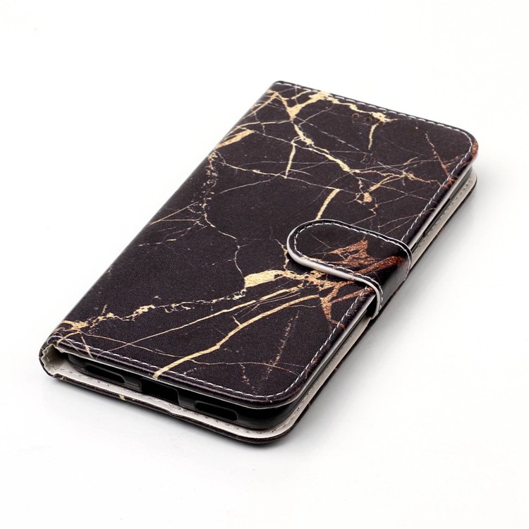Pattern Printing Wallet Leather Stand Cell Phone Cover for Huawei P8 Lite (2017) / Honor 8 Lite - Black Marble Pattern-5