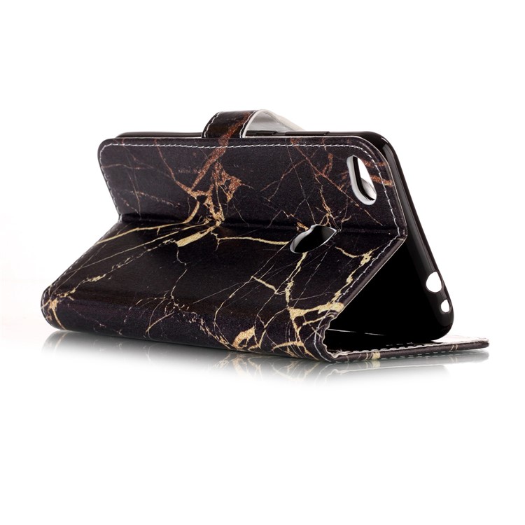 Pattern Printing Wallet Leather Stand Cell Phone Cover for Huawei P8 Lite (2017) / Honor 8 Lite - Black Marble Pattern-6
