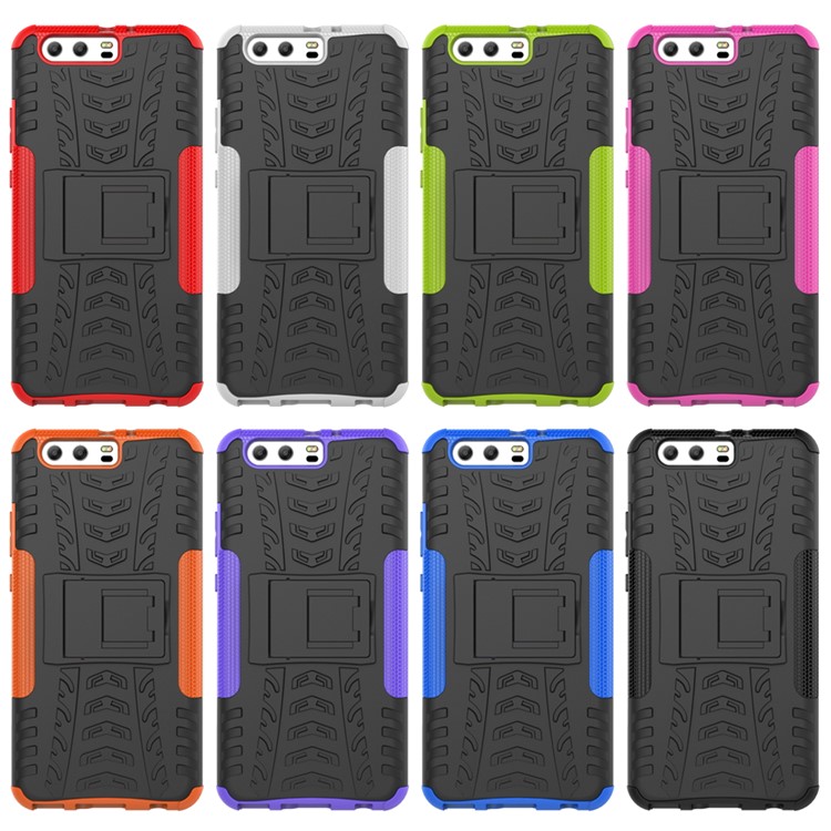 2-in-1 Tyre Pattern Hybrid PC + TPU Kickstand Mobile Case for Huawei P10 Plus - Blue-3