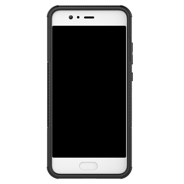 For Huawei P10 Tyre Pattern Kickstand PC + TPU Phone Case - Black-9