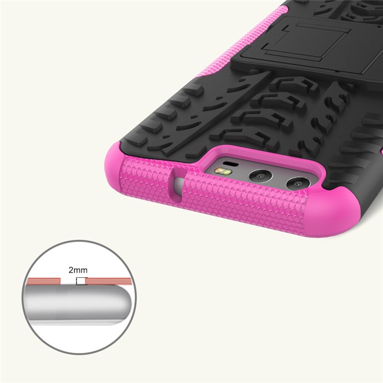 For Huawei P10 Tyre Pattern Kickstand Hybrid PC + TPU Mobile Phone Shell - Rose-3