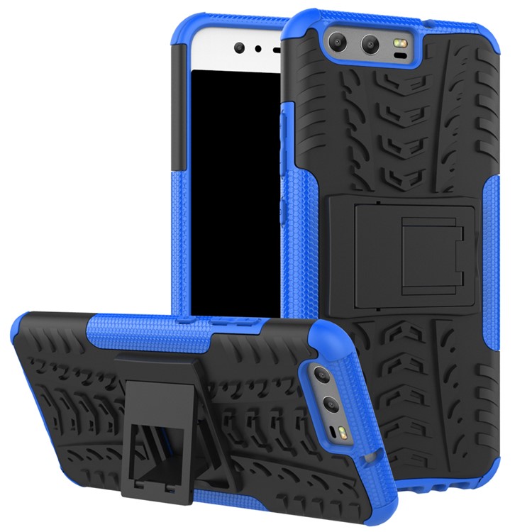 2-in-1 Tyre Pattern Hybrid PC + TPU Mobile Cover with Kickstand for Huawei P10 - Blue-1