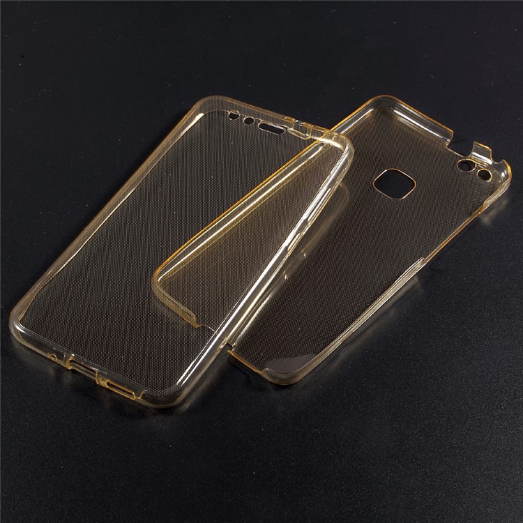 2-in-1 Touchable Clear TPU Full Protective Mobile Phone Case for Huawei P10 Lite - Gold-1