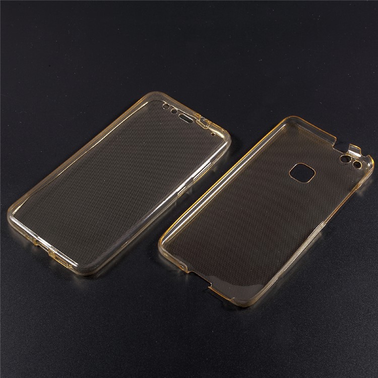 2-in-1 Touchable Clear TPU Full Protective Mobile Phone Case for Huawei P10 Lite - Gold-4