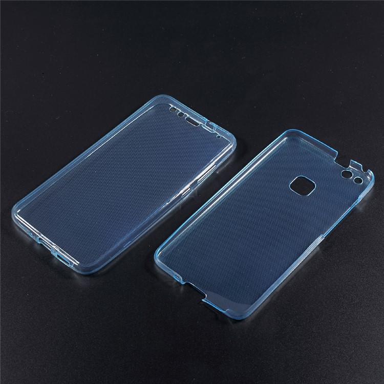 Clear Touchable Front + Back 2-Piece TPU Case for Huawei P10 Lite - Blue-4