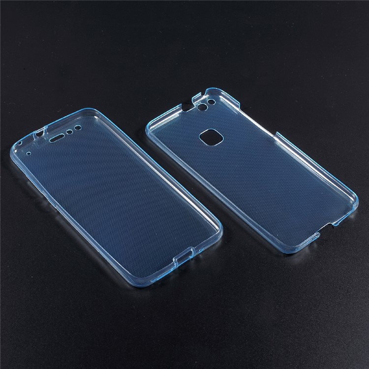 Clear Touchable Front + Back 2-Piece TPU Case for Huawei P10 Lite - Blue-5