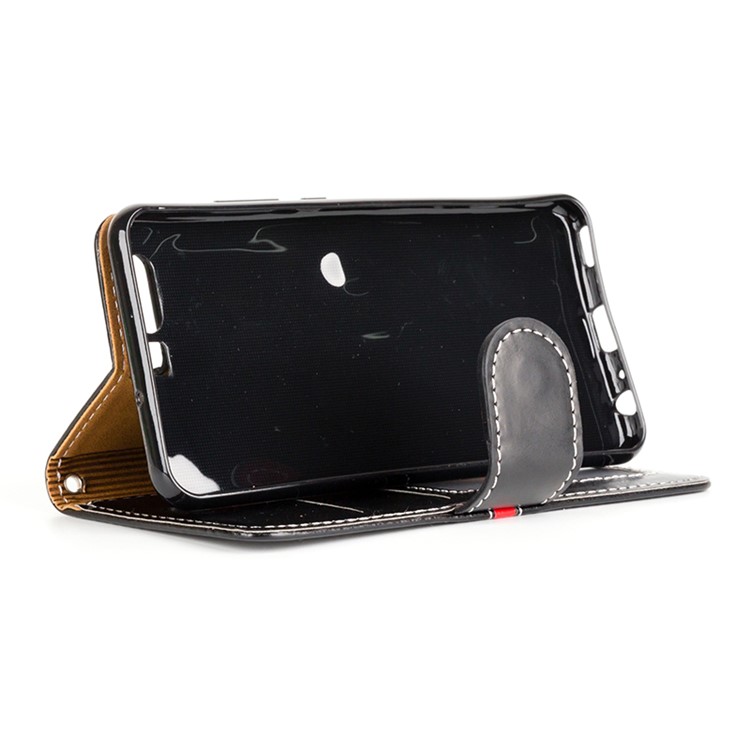 For Huawei P10 Plus Graceful Series Stitching Leather Wallet Protective Case - Black-3