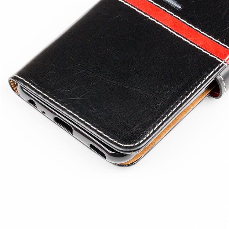 For Huawei P10 Plus Graceful Series Stitching Leather Wallet Protective Case - Black-5
