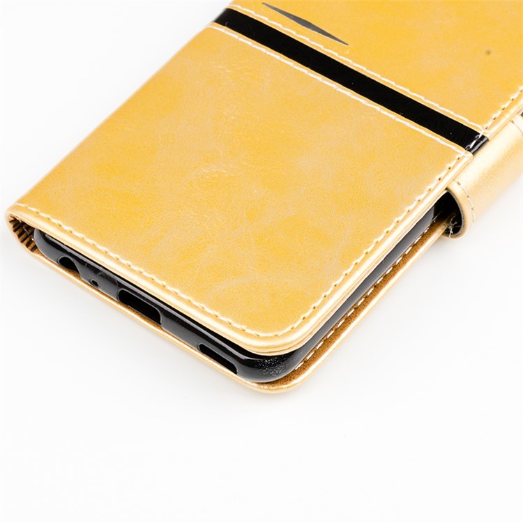 For Huawei P10 Plus Graceful Series Stitching Leather Wallet Folio Case Accessory - Gold-5