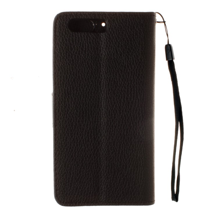 Litchi Grain Wallet Leather Stand Case for Huawei P10 - Black-3