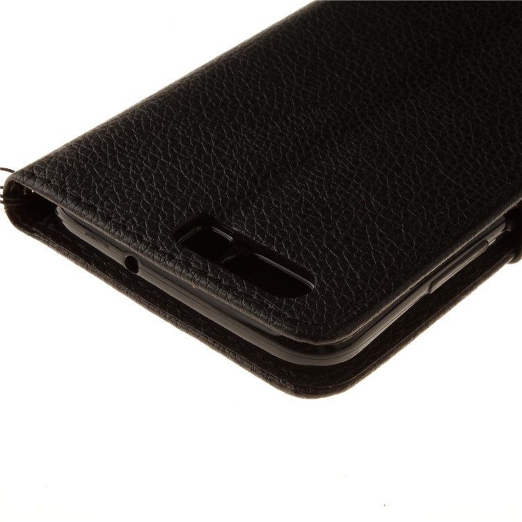 Litchi Grain Wallet Leather Stand Case for Huawei P10 - Black-5