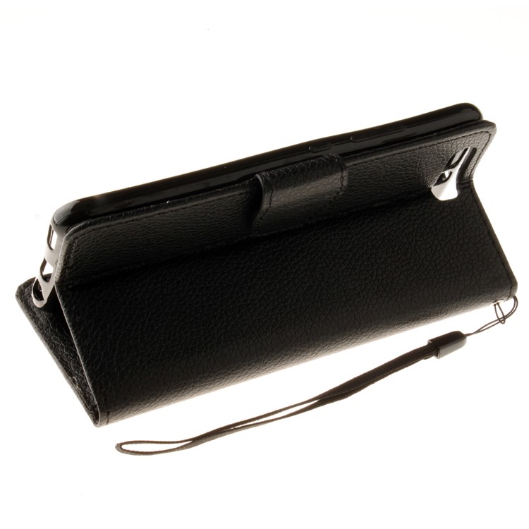 Litchi Grain Wallet Leather Stand Case for Huawei P10 - Black-6