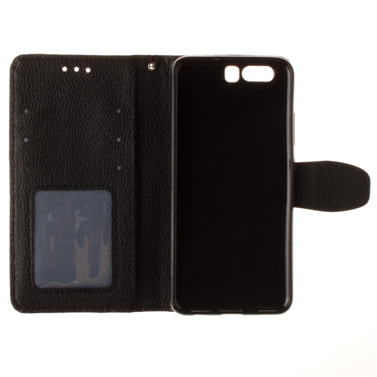 Litchi Grain Wallet Leather Stand Case for Huawei P10 - Black-9