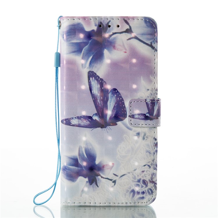 Pattern Printing Light Spot Decor Leather Wallet Case for Huawei P8 Lite (2017) / Honor 8 Lite - Flowers and Butterflies-2