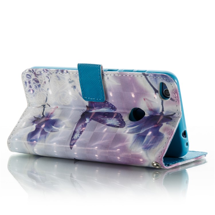 Pattern Printing Light Spot Decor Leather Wallet Case for Huawei P8 Lite (2017) / Honor 8 Lite - Flowers and Butterflies-8