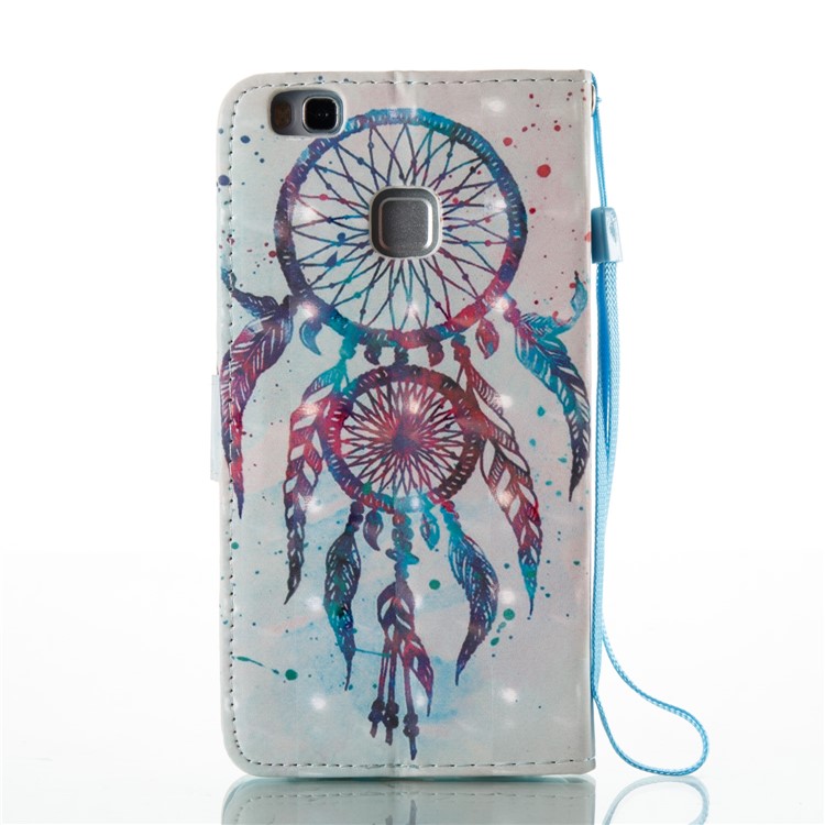 Printing Pattern Light Spot Decor Leather Wallet Flip Case for Huawei P9 Lite/G9 Lite - Blue Dream Catcher-3