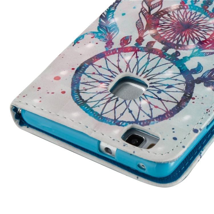 Printing Pattern Light Spot Decor Leather Wallet Flip Case for Huawei P9 Lite/G9 Lite - Blue Dream Catcher-5