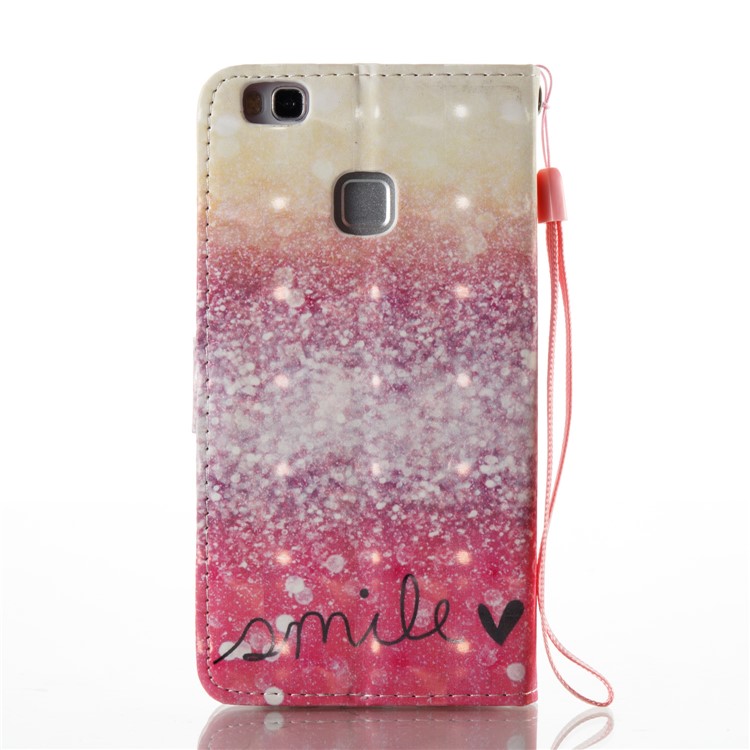 Patterned Light Spot Decor Leather Wallet Foldable Cover for Huawei P9 Lite/G9 Lite - Sequins and Smile-3