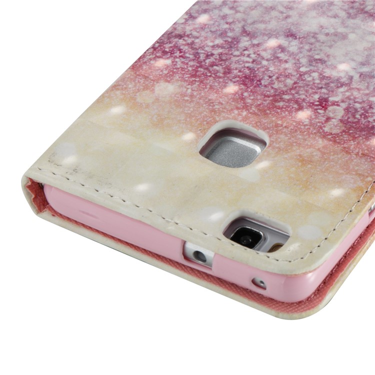 Patterned Light Spot Decor Leather Wallet Foldable Cover for Huawei P9 Lite/G9 Lite - Sequins and Smile-7