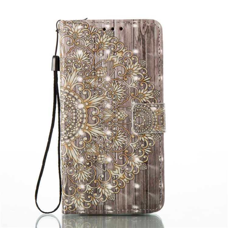 For Huawei P9 Lite/G9 Lite Patterned Light Spot Decor Foldable Leather Wallet Case Cover - Symmetrical Gold Flower-2