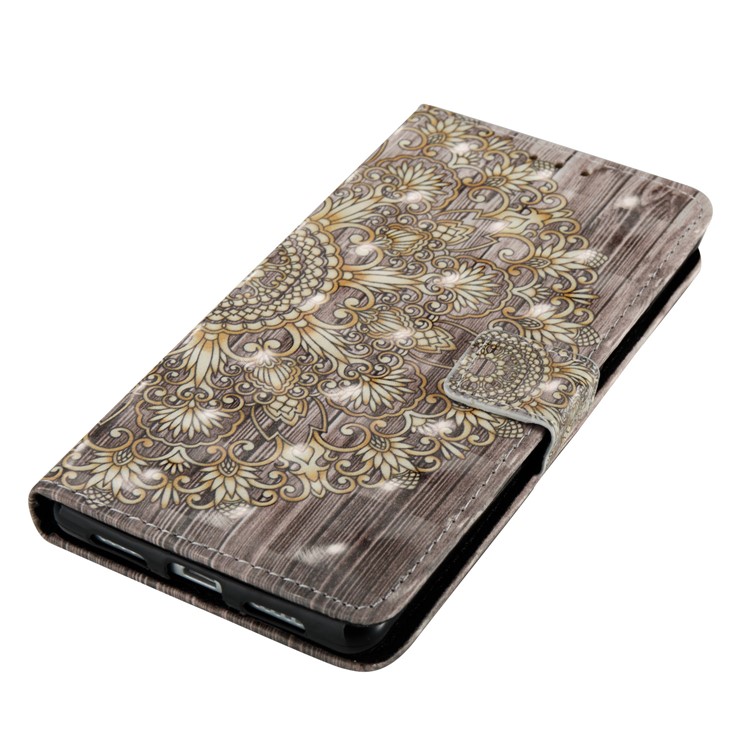 For Huawei P9 Lite/G9 Lite Patterned Light Spot Decor Foldable Leather Wallet Case Cover - Symmetrical Gold Flower-4