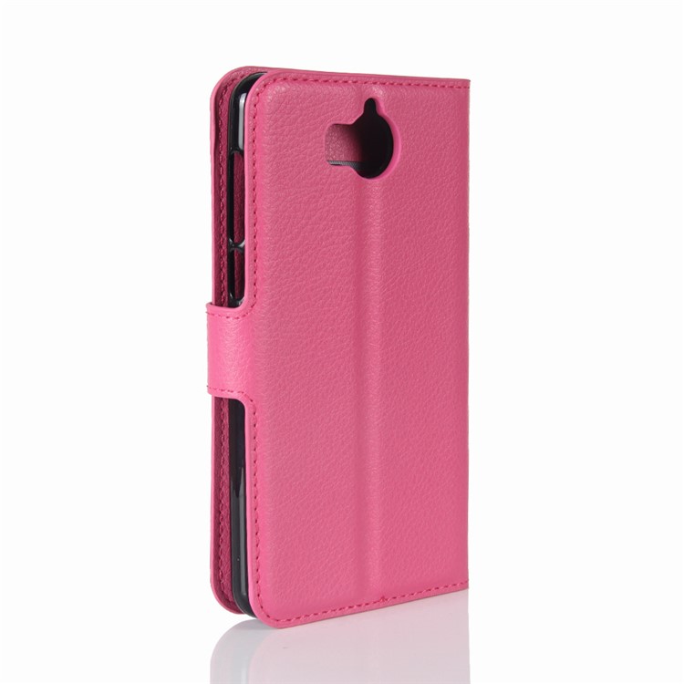 Lychee Skin Magnetic Leather Cover Case for Huawei Y5 (2017) / Y6 (2017) - Rose-6