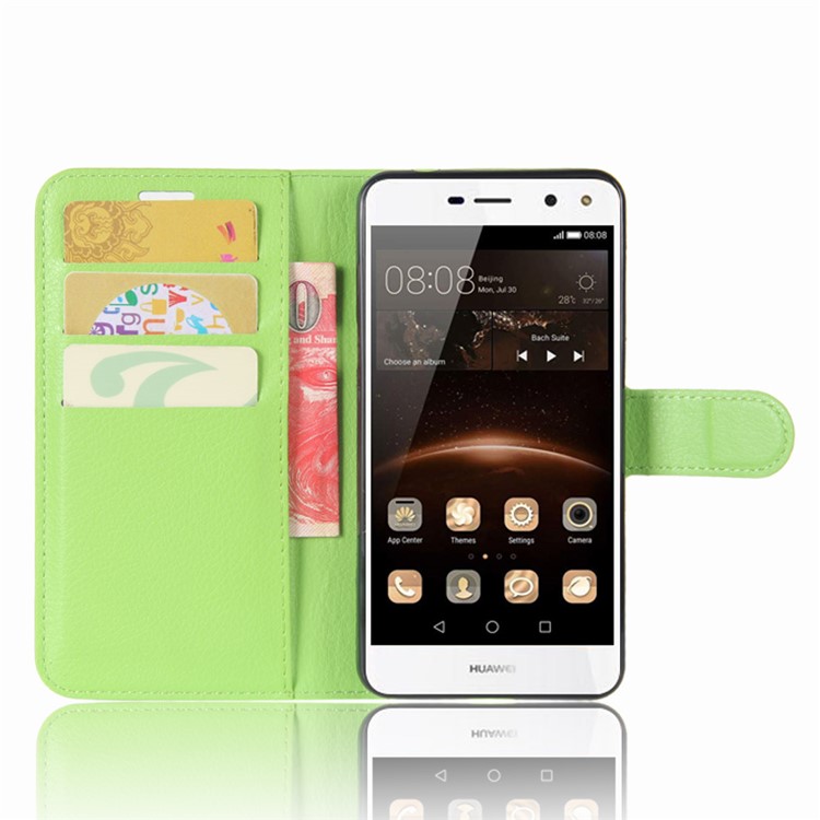 Lychee Skin Wallet Leather Magnetic Case for Huawei Y5 (2017) / Y6 (2017) - Green-4