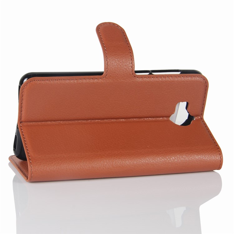 Lychee Skin Leather Wallet Case for Huawei Y5 (2017) / Y6 (2017) - Brown-5
