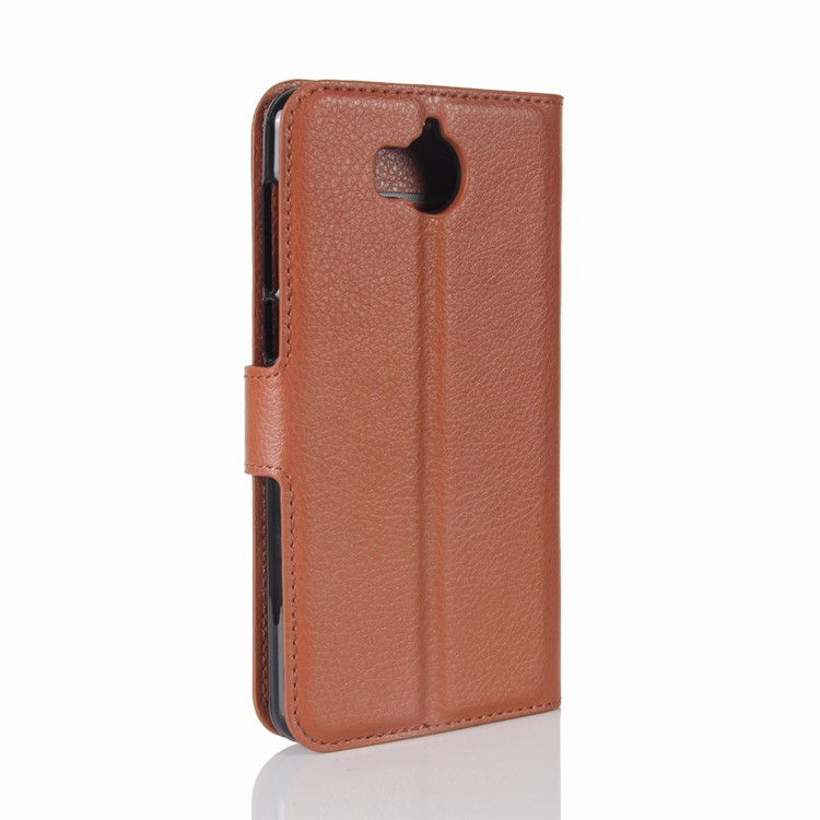 Lychee Skin Leather Wallet Case for Huawei Y5 (2017) / Y6 (2017) - Brown-6