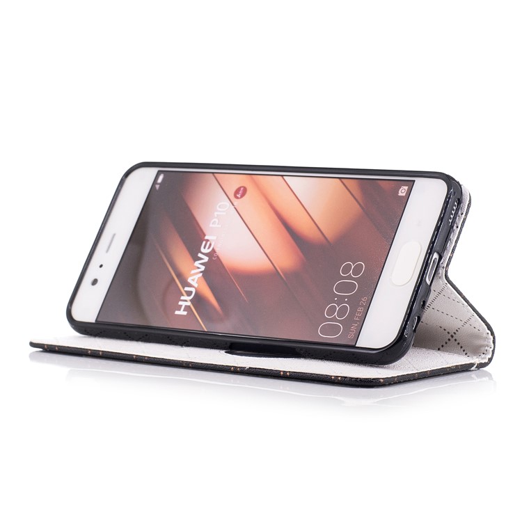 Love Heart Two-tone Leather Wallet Stand Mobile Case with Strap for Huawei P10 - Black-5
