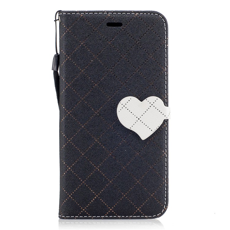 Love Heart Two-tone Leather Wallet Mobile Case for Huawei P10 Lite - Black-2