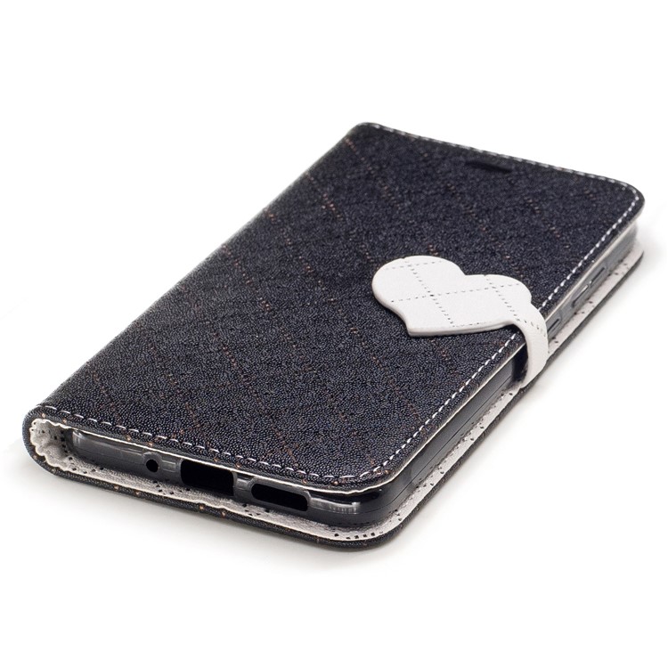 Love Heart Two-tone Leather Wallet Mobile Case for Huawei P10 Lite - Black-6
