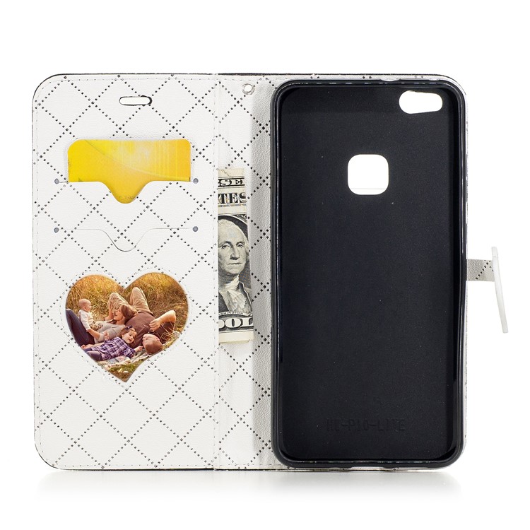 Love Heart Two-tone Leather Wallet Mobile Case for Huawei P10 Lite - Black-8