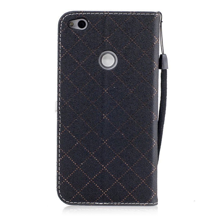 Love Heart Two-tone Leather Wallet Stand Shell with Lanyard for Huawei P8 Lite (2017) - Black-3