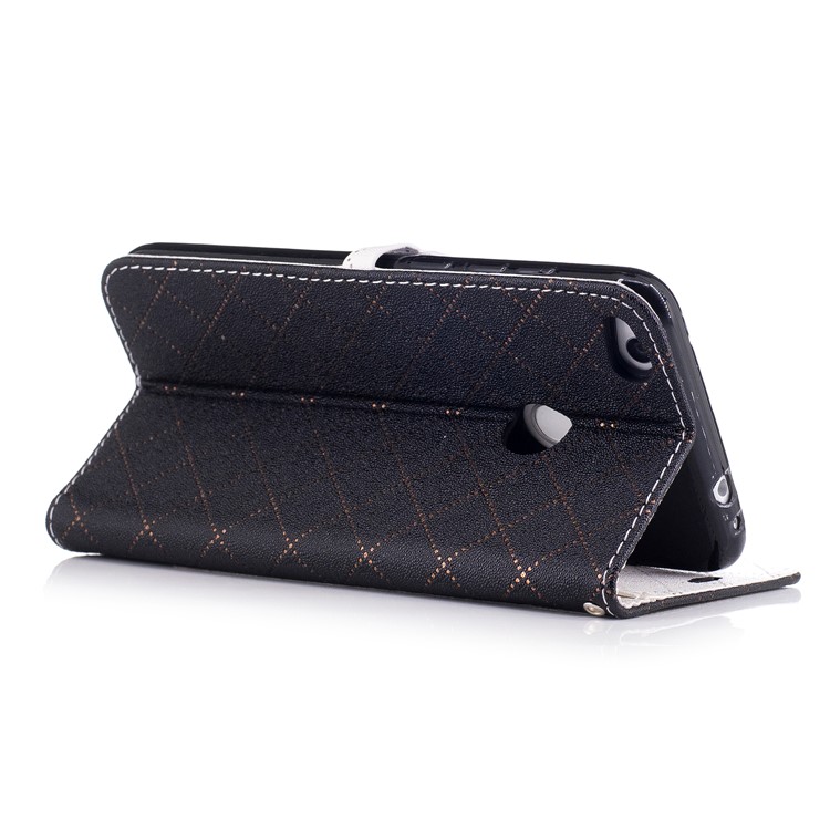 Love Heart Two-tone Leather Wallet Stand Shell with Lanyard for Huawei P8 Lite (2017) - Black-4
